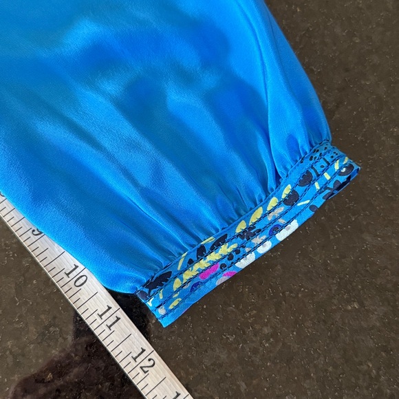 Tibi Blue Floral/Paisley Engineered Print Silk High Waisted Dress Size 6 - Picture 11 of 13